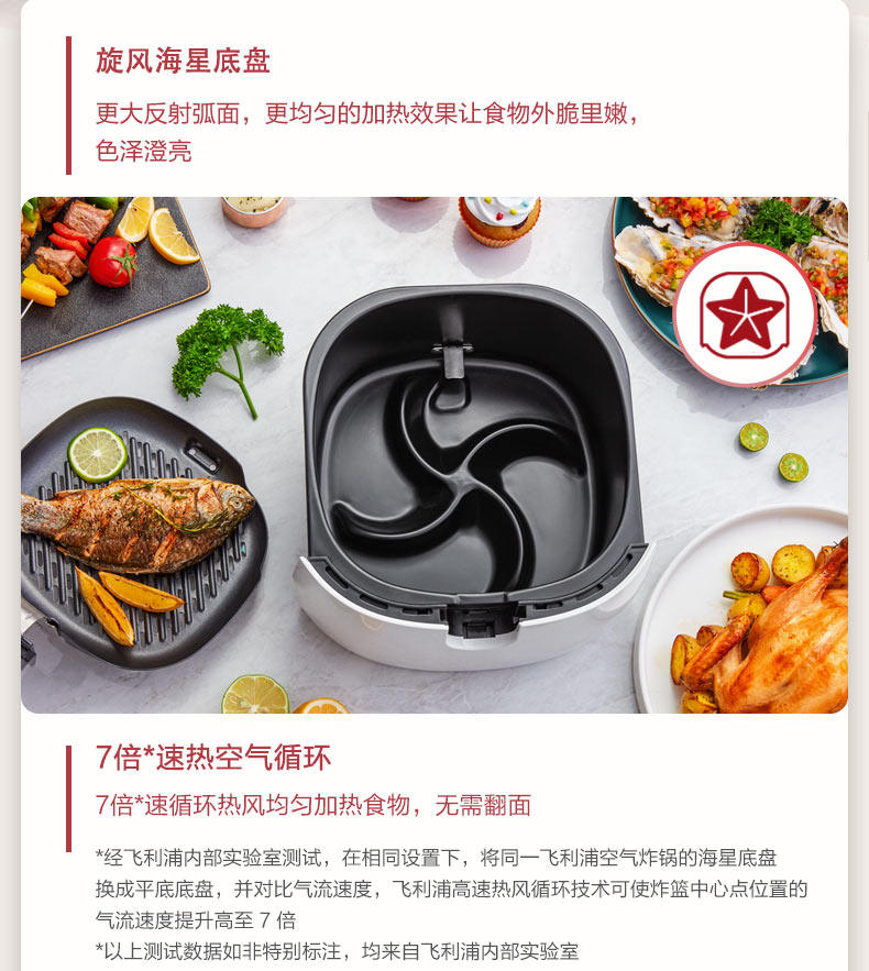 飞利浦 HD9215 空气炸锅 2.4L 专利海星底盘 受热更匀 图8