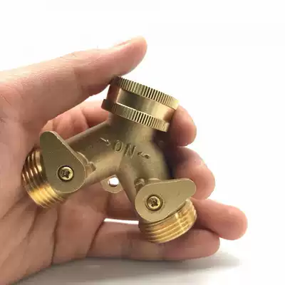 Huiporcelain cross-border all copper double-through 3 4quot thread Y-shaped garden garden valve double-pass two-way joint ball valve