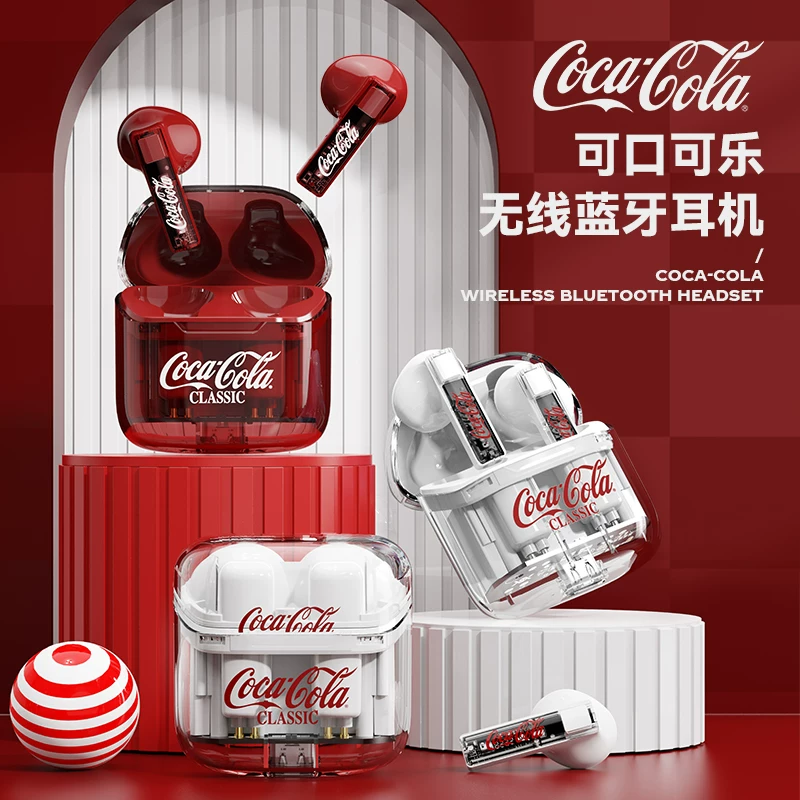 Coca-Cola co-branded transparent warehouse true wireless Bluetooth headphones long-lasting sports noise reduction semi-in-ear T01