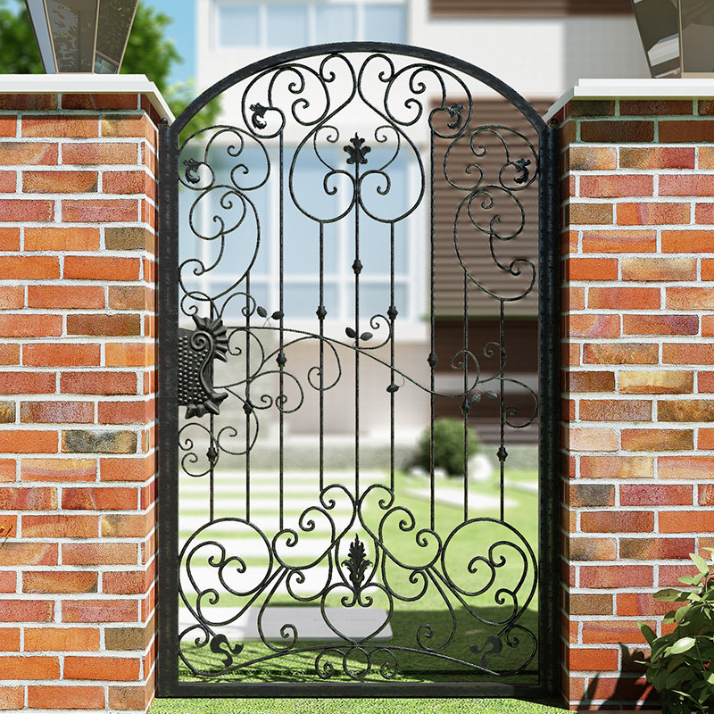 Villa European-style courtyard door Chinese-style wrought iron garden to the door into the home single and double switch outdoor iron gate fence stainless steel