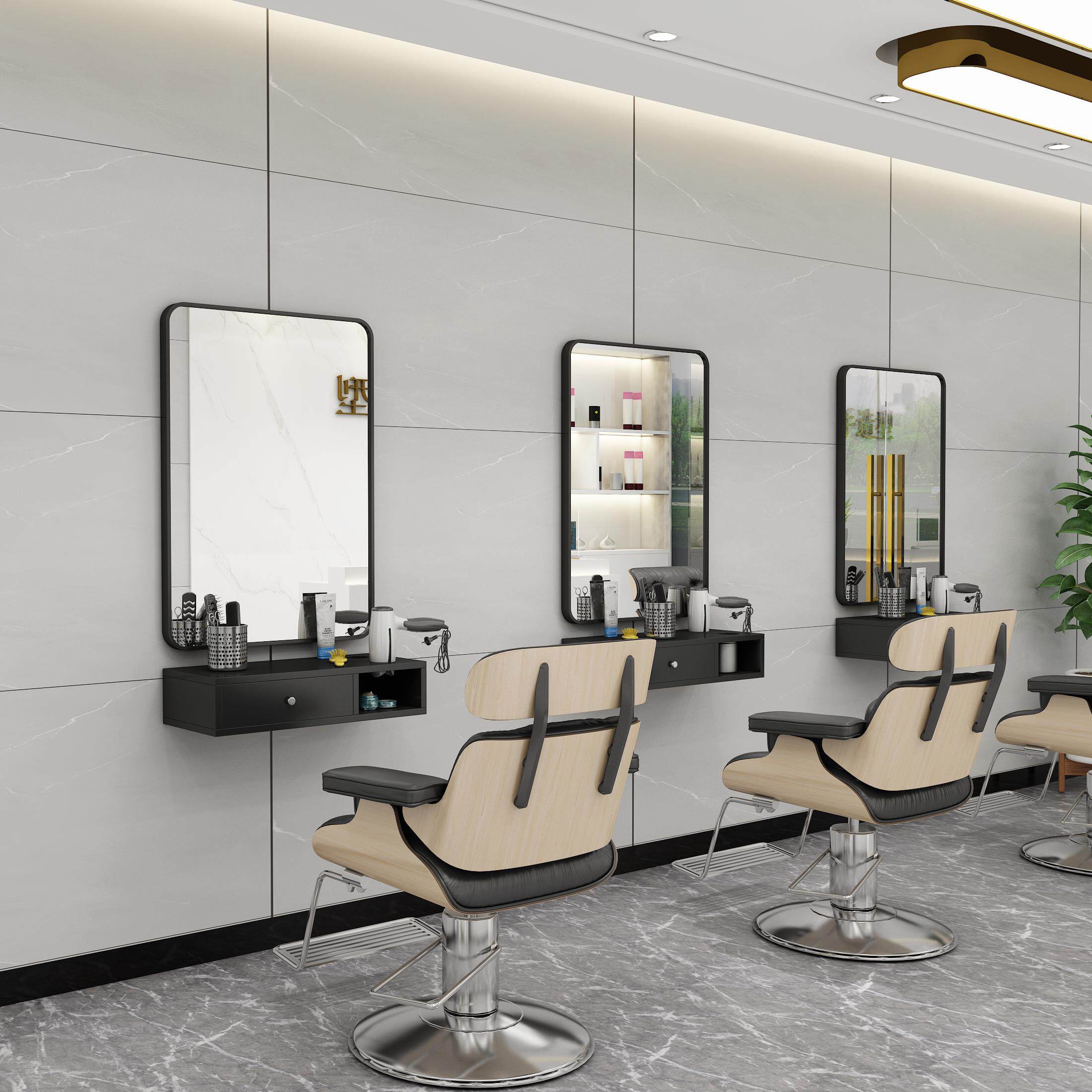 Net red hair salon hair salon mirror table Liyun shop mirror table one with lamp mirror cabinet photo studio beauty makeup table