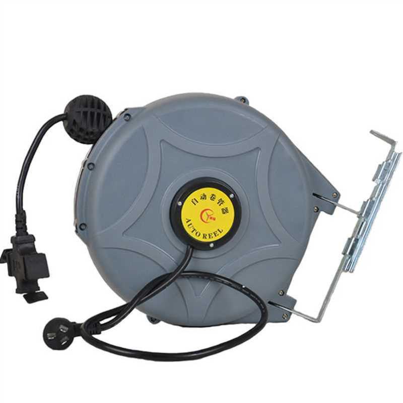 Automatic telescopic electronic drum reel durable wire reel waterproof socket take-up auto repair reel 15 meters