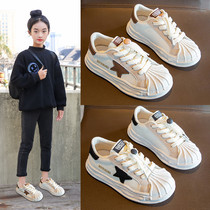 Hong Kong Girl Little White Shoes 2022 New Children Sneakers Large Net Face Breathable Plate Shoes Girl Net Shoes Summer