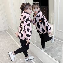 Hong Kong Girl Tooling Suit 2021 New Korean Version Loose Child Gush Clothing Girl Autumn And Winter Two Sets