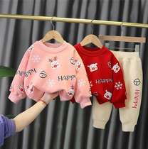 Hong Kong Woman Baby Boy Dress 2021 Autumn Winter New Girl Tide Trendy Clothing Korean version Children Cavet Thickened Winter Clothing