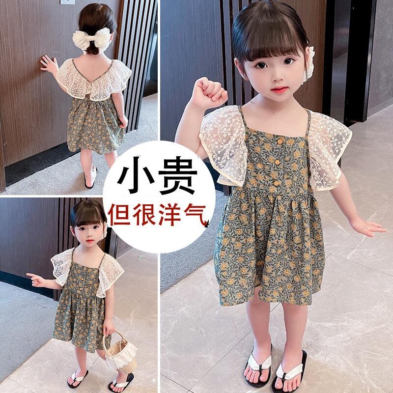 Hong Kong girl's dress for summer clothes 3 baby foreign dress 2021 new 4 children's clothing 5 girl crushed floral dress 6 years old