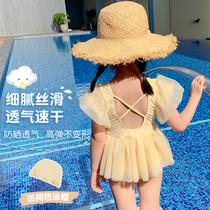 Hong Kong Girl Swimsuit 2022 New Little Girl One-piece Swimsuit Cute Children Mermaid Swimsuit Princess Dress