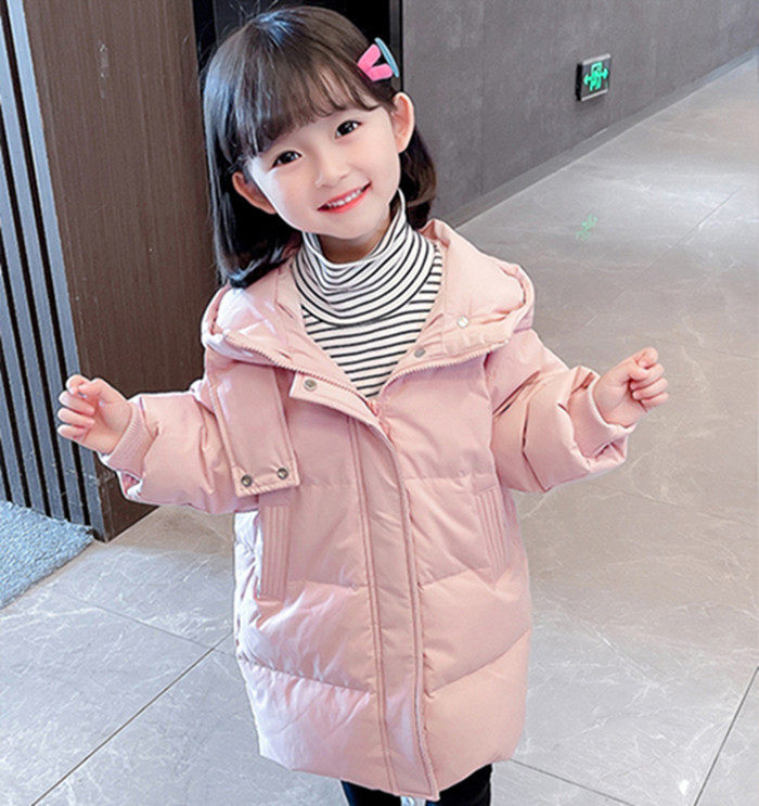 Hong Kong Girl Cotton Clothes 2021 New Children Plus Velvet Pie Overcomes Warm Winter Dress Children Thickened Cotton Suit Jacket