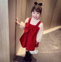 Hong Kong Woman Baby Autumn Winter Suit Dress 2021 Girl Foreign Air Birthday Princess Dresses Children Korean Version Trendy Two Sets