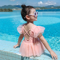 Hong Kong Girl Conjoined Swimsuit Summer Female Baby Swimsuit Cute Little Girl Princess Bubble Spa Swimsuit