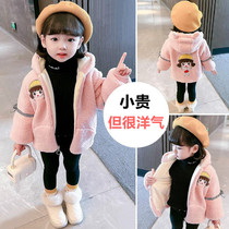 Hong Kong girls autumn winter clothing 2021 little girls new rocking velvet jacket tide 1 year old child lamb sweater