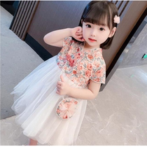 Hong Kong short sleeve female baby Broken Flowers Dress 2021 New 1 Children 2 Summer clothes 4 tennis Red 3-year-old girl princess dresses dress