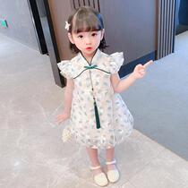 Hong Kong Girls Summer Qipao Dress Child Baby Foreign Air Summer Dress Princess Nepotism Red Boy Girl Dress Girl Dress