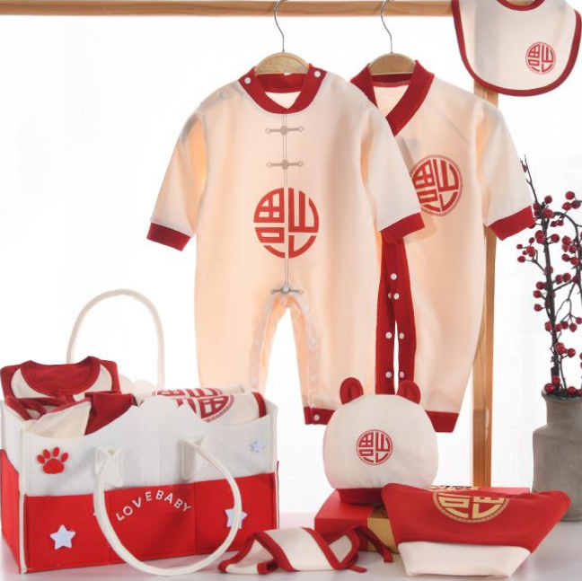 Hong Kong's newborn baby clothes suit delivery upscale newborns 100 days to meet the gift of the male and female baby