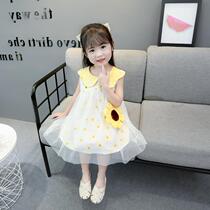 Hong Kong Girls dress summer 2021 new childrens summer princess yarn dress 3 foreign style female baby skirt 4 years old