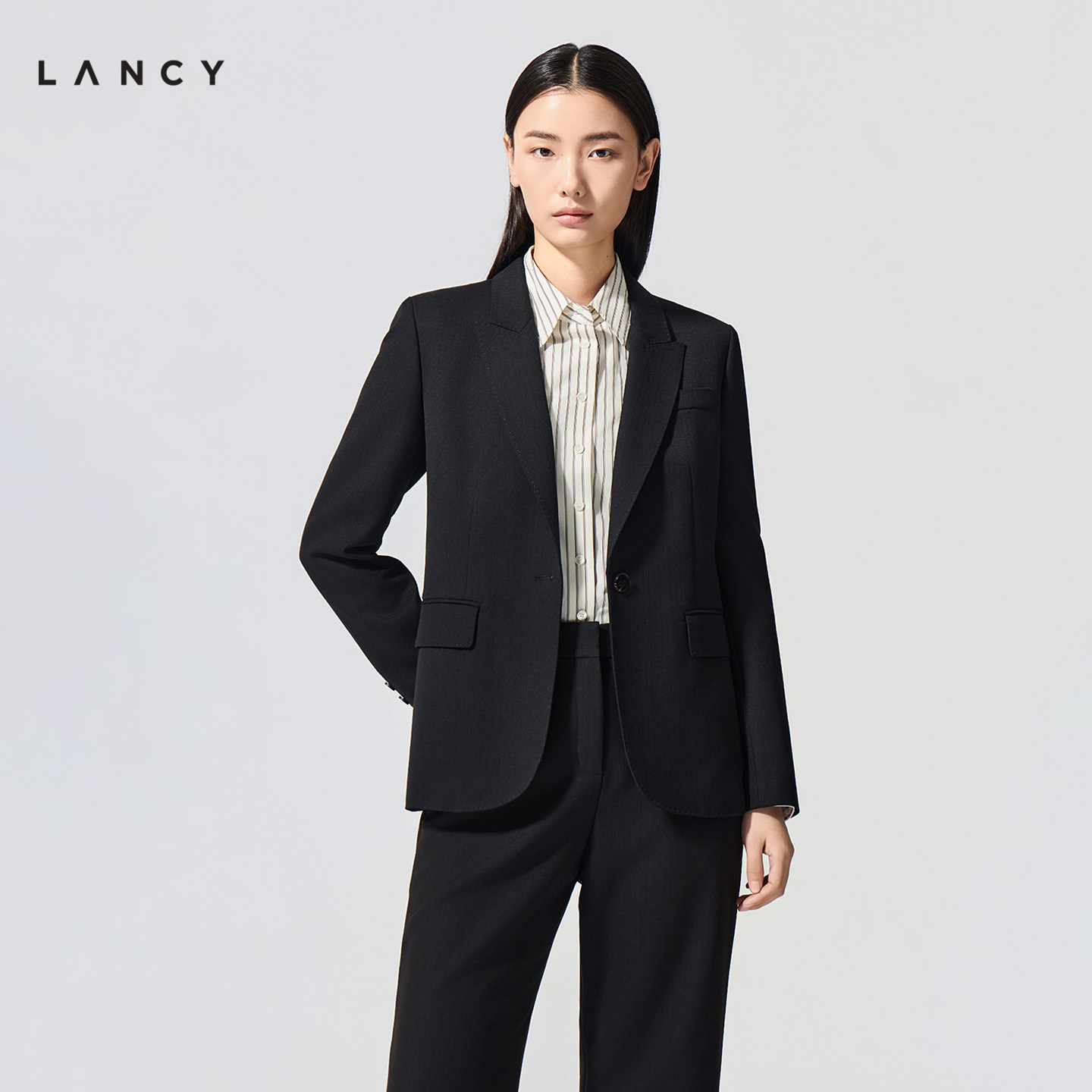 LANCY/Langzi весна 2026, новый шерстяной профессиональный костюм для поездок на работу, женский темпераментный строгий костюм высокого класса