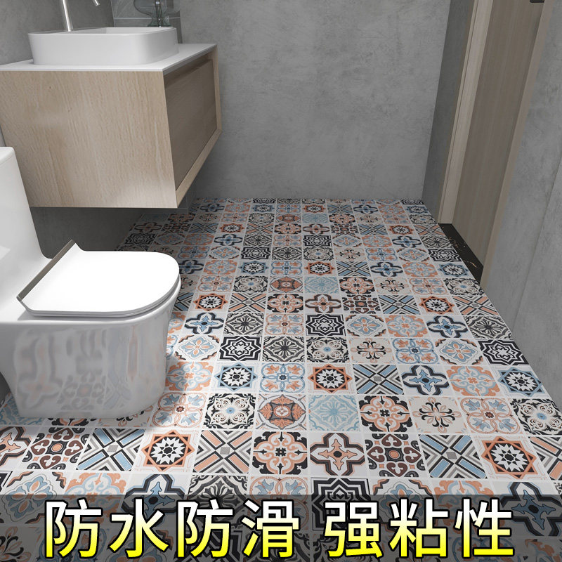 Powder room waterproof sticker floor sticker bathroom floor floor sticker toilet tile sticker non-slip toilet floor tile self-adhesive