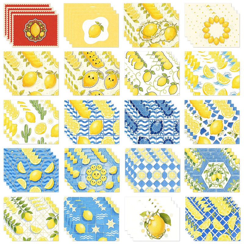 Amazon's Best-Selling Summer Lemon Placemats, Home Textile Decorative Placemats, Coasters, Linen Tableware Mats