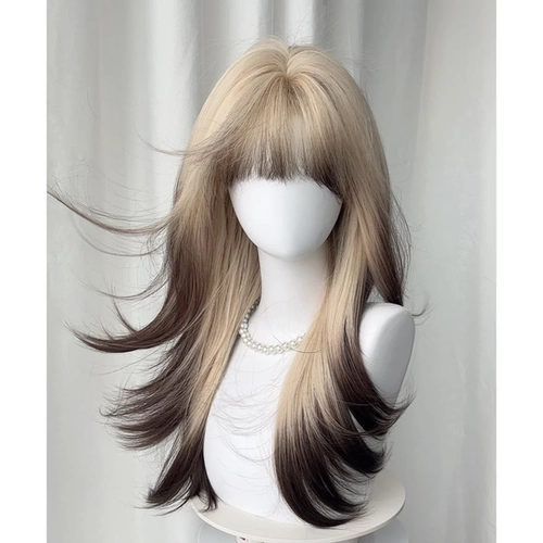 美宿 【Сиамская кошка】 WIG WIG Женская полная голова крышка головы коричневое черное градиент высокого уровня моделирование волосы натуральные восемь персонажей волосы