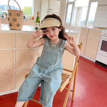British NextRoad childrens clothing 2023 summer new style girls casual jumpsuit trendy childrens style denim overalls