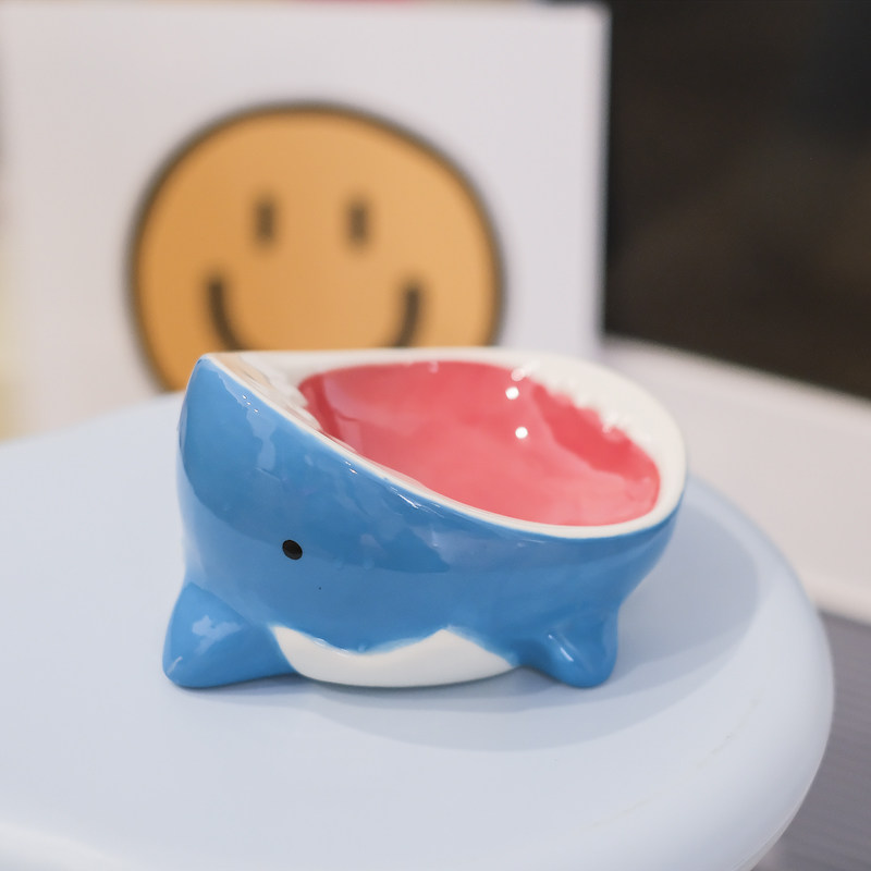 Dog bowl dog bowl large dog feeding and drinking anti-overturning ceramic neck guard high-value small dog puppies French fighting corgi