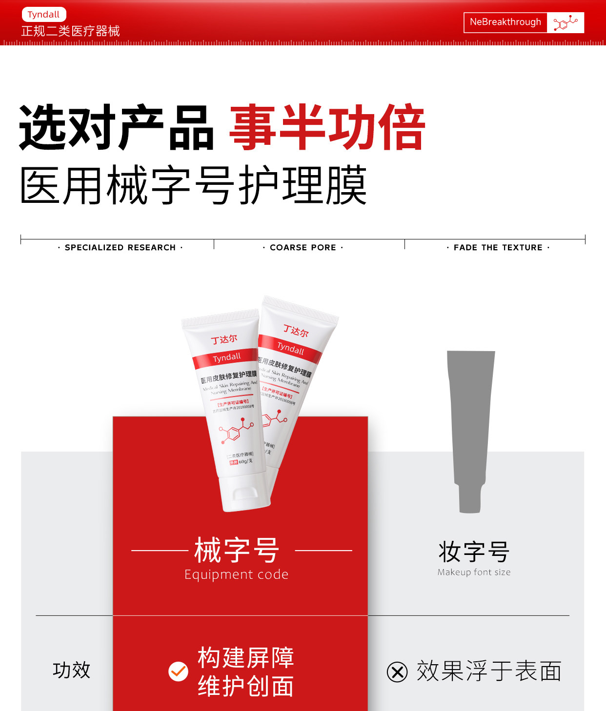 【中国直邮】 丁达尔 敷料修护乳 细腻毛孔温和修护皮肤iii型胶原蛋白细腻修护肌肤屏障  60g