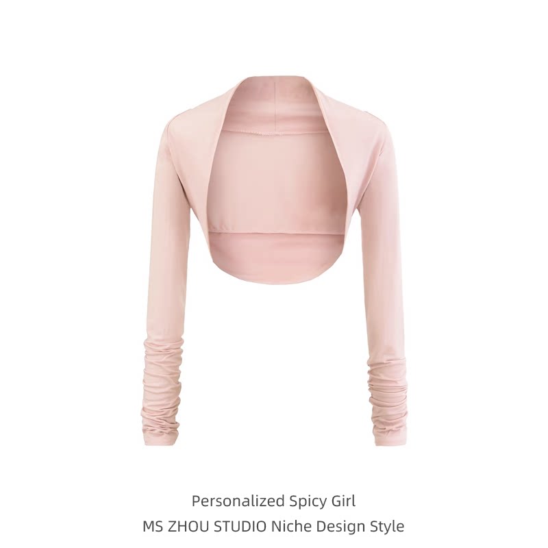 Dancewear cover-up, yoga shawl, long-sleeved outerwear, women's autumn new style, slim fit, ballet sleeveless short top
