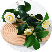 Simulated single 3-pronged tea rose camellia simulated flower fake flower wedding home photography decoration engineering landscaping
