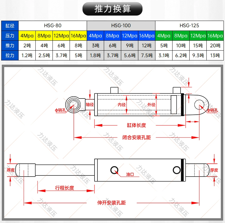 8 tấn 10 tấn 20 tấn kích thủy lực hai chiều bông tai xi lanh nhỏ xi lanh thủy lực hai chiều tùy chỉnh nâng jack