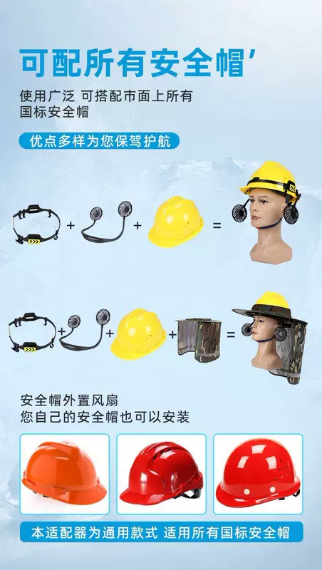 Mũ Bảo Hiểm Quạt Nhỏ Thoáng Khí vành mũ chống nắng bảo hộ quai mũ bảo hộ
