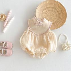 Baby Romper Summer New Style for Baby Girls, Super Cute Chinese Style Embroidered Jumpsuit, Newborn One-Year-Old Clothes