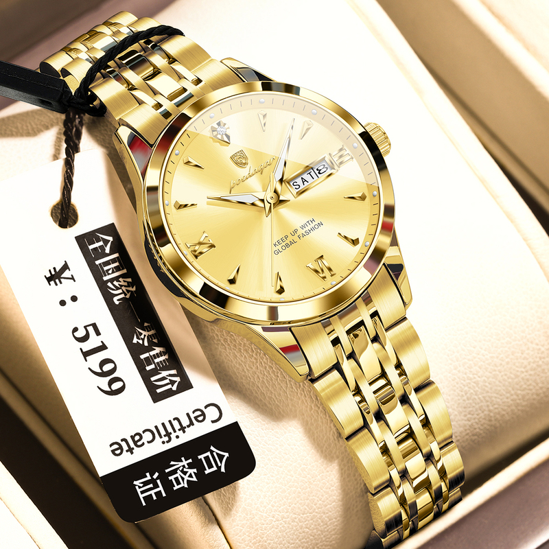 Authentic New Women's Watch Waterproof Fashion Calendar Luminous Trendy Swiss Watch Female Student Brand-Name Quartz Watch Authentic New Women's Watch Waterproof Fashion Calendar Luminous Trendy Swiss Watch Female Student Brand-Name Quartz Watch