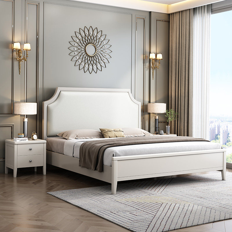 Modern minimalist light luxury style American solid wood bed 1 8 master bedroom double bed 1 5 meters small apartment storage bed