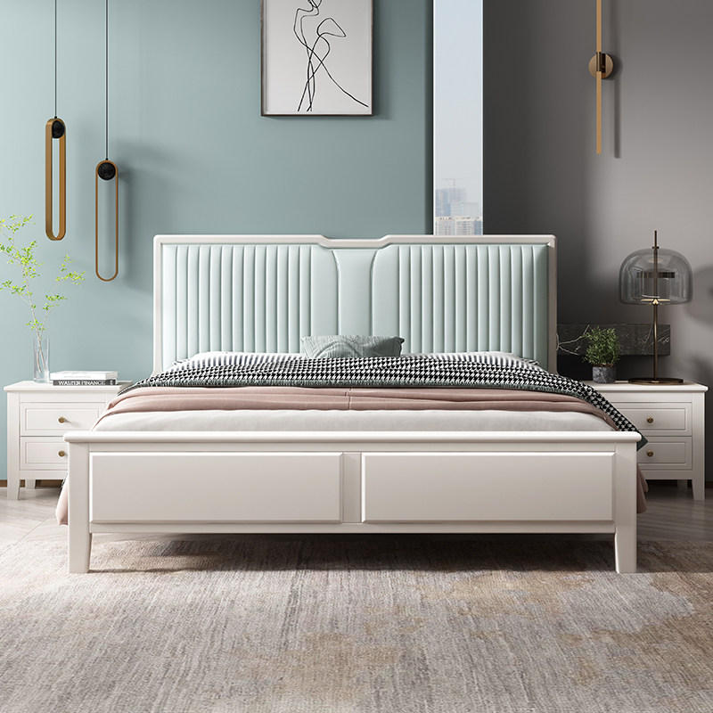 American light luxury solid wood bed 18 meters master bedroom double bed modern minimalist small apartment European style 15 meters storage bed