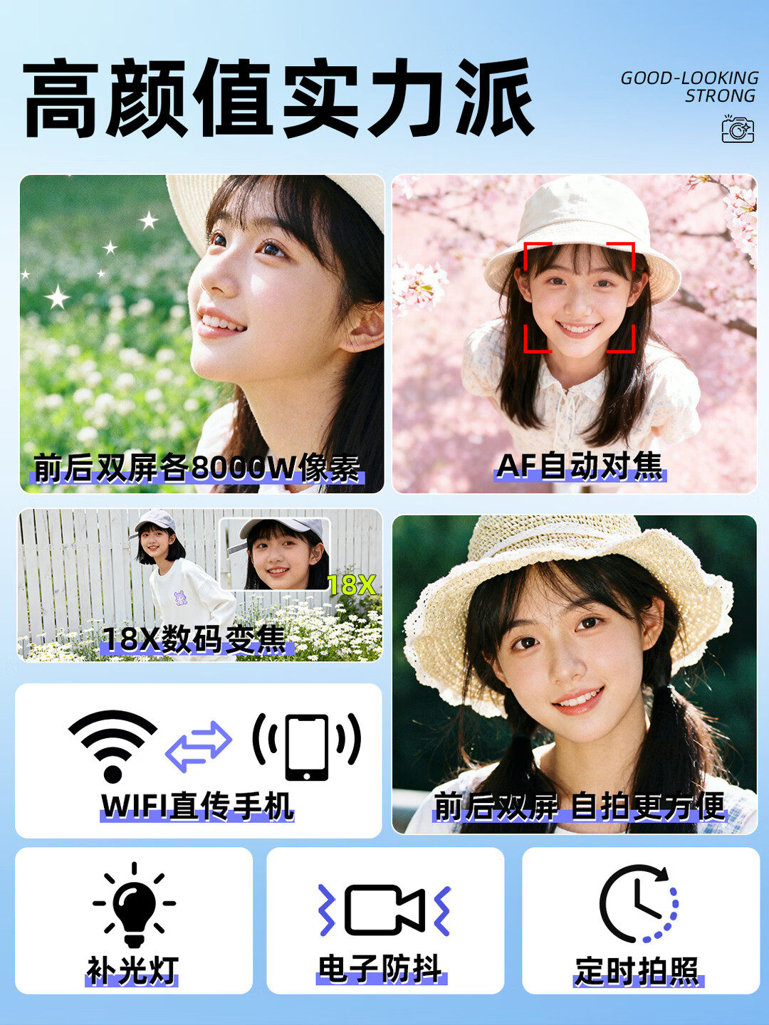 Ccd Digital Camera Suitable for Students, Retro Travel, Sony Campus High-Definition Entry-Level Mirrorless Camera for Girls