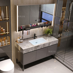 Rock plate seamless ceramic integrated basin floor-to-floor bathroom cabinet combination public toilet wash basin face wash basin