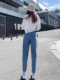 Elastic waist harem jeans ແມ່ຍິງແອວສູງວ່າງ 2024 ພາກຮຽນ spring ແລະ summer ບາງຂະຫນາດໃຫຍ່ໄຂມັນ mm slimming pants ພໍ່ທີ່ນິຍົມ