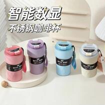 Fashionable 304 vacuum double-layer stainless steel outdoor portable coffee cup with strap portable office thermos cup