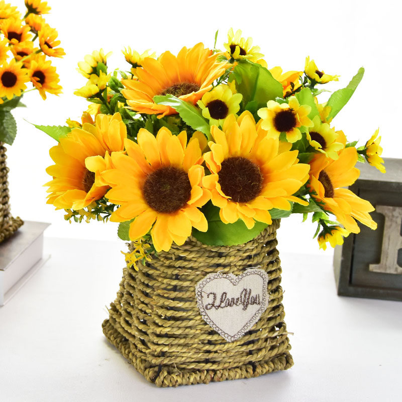Simulation Sunflower Sunflower Garden Flower Basket Flower Decoration Flower Set Living Room Decoration Table