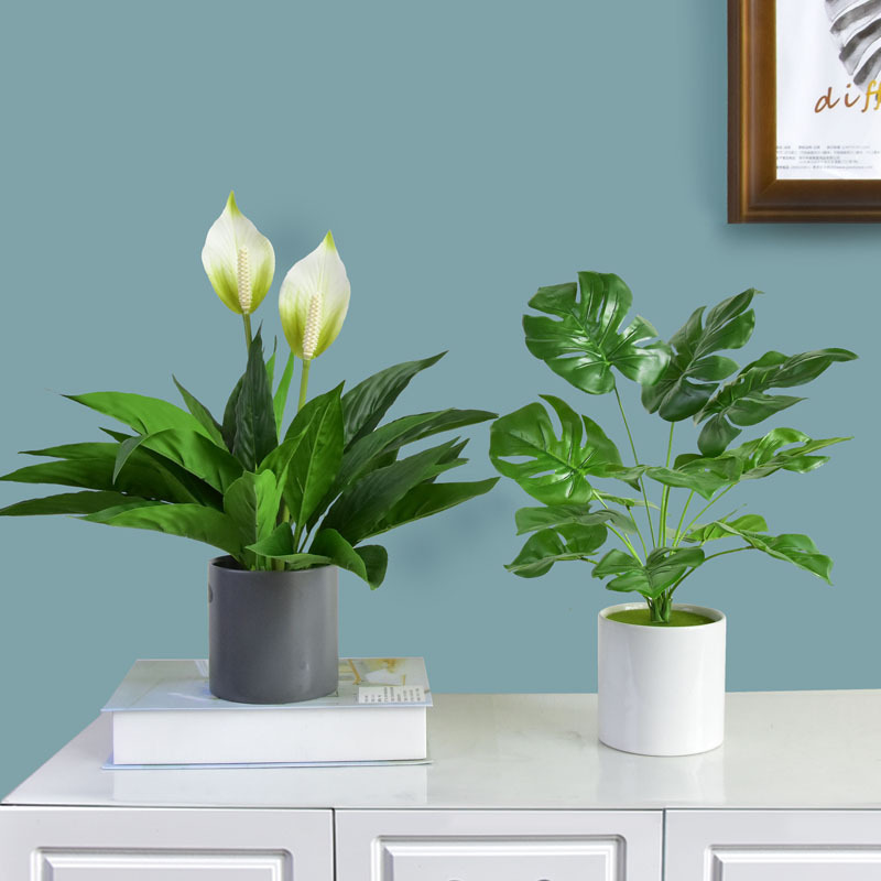 Nordic Artificial Plant Ornaments, Fake Green Plants, Bonsai, Office Interior Decorations, Home Living Room, Monstera Small Potted Plants Nordic Artificial Plant Ornaments, Fake Green Plants, Bonsai, Office Interior Decorations, Home Living Room, Monstera Small Potted Plants