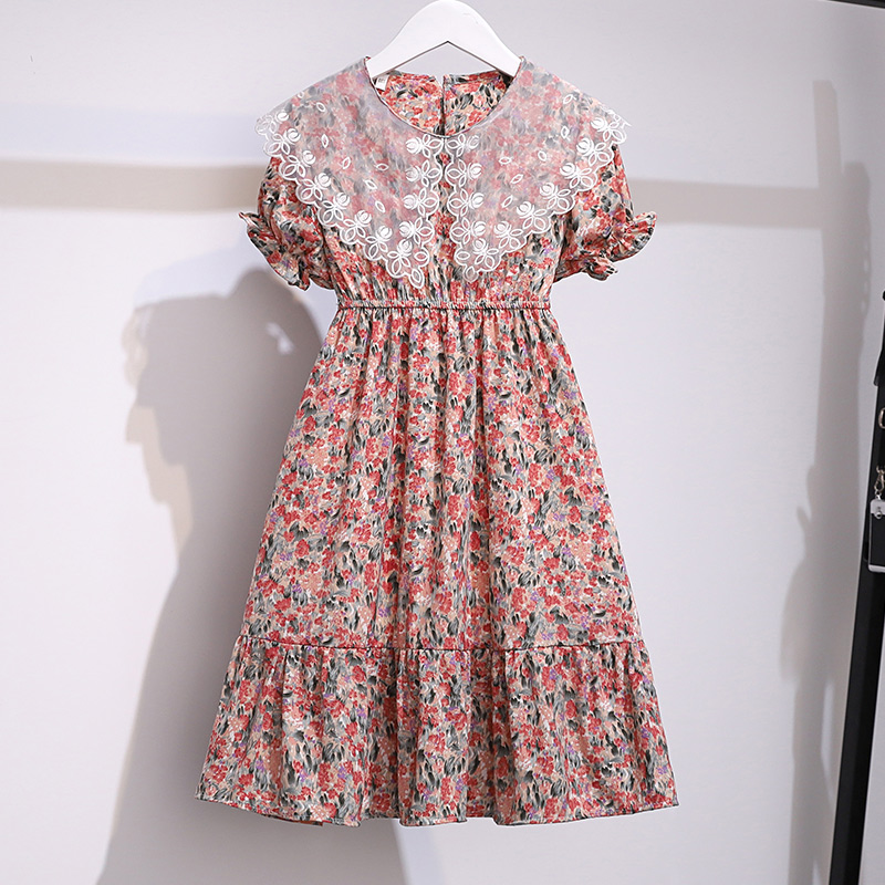 Girl Foreign Dress Crumbed Dress 2022 Summer Dress New Net Red Thin with short sleeves Snow spinning Princess Dresses