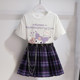 Girls white T-shirt suit summer short-sleeved foreign style college jk uniform skirt children's net red fashionable skirt