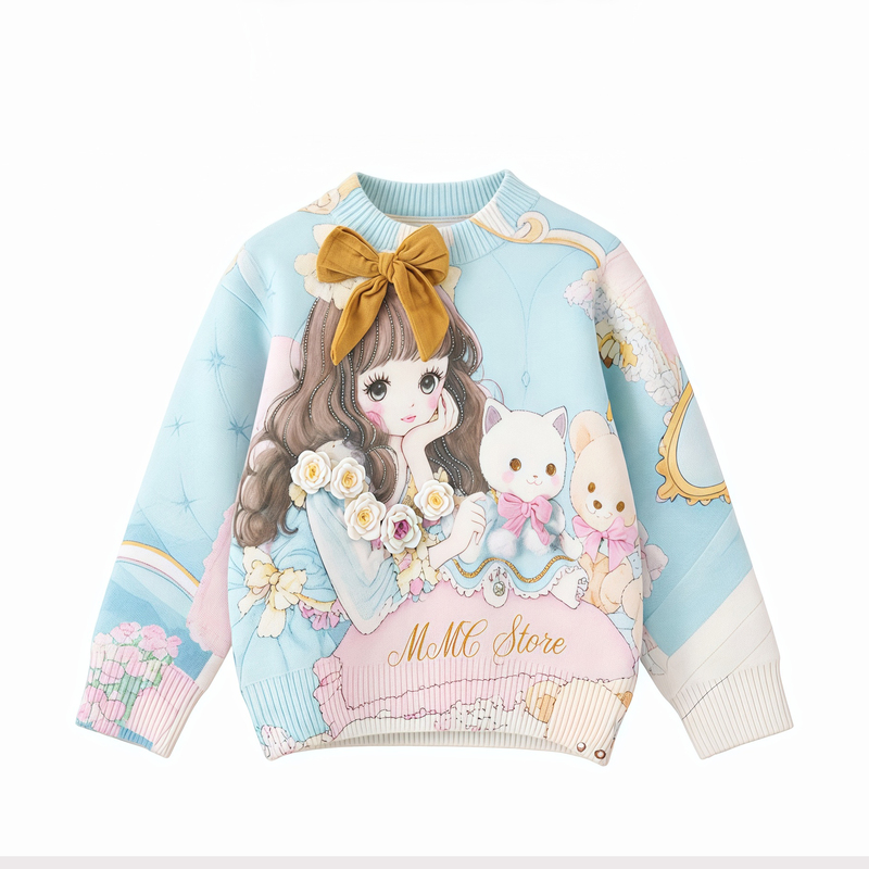 Girls' Cartoon Mink Velvet Sweater Autumn and Winter 2026 New Cute Rhinestone Knitwear Thickened Base Layer Inner Wear Girls' Cartoon Mink Velvet Sweater Autumn and Winter 2026 New Cute Rhinestone Knitwear Thickened Base Layer Inner Wear