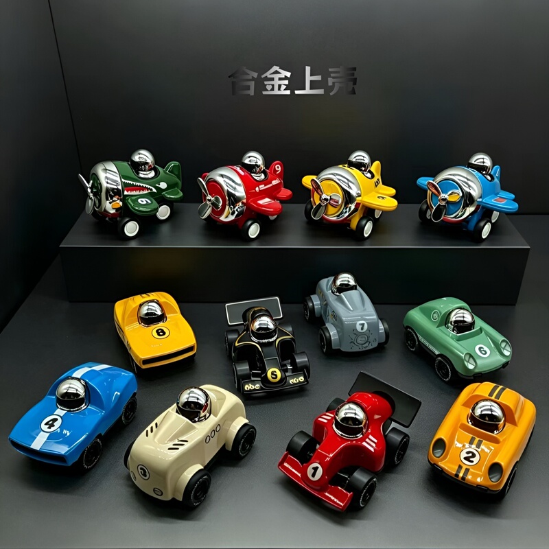 Alloy Mini Racing Car Toy, Press-And-Slide Go-Kart, Children's Semi-Alloy Mini Airplane Toy, Small Car Ornament