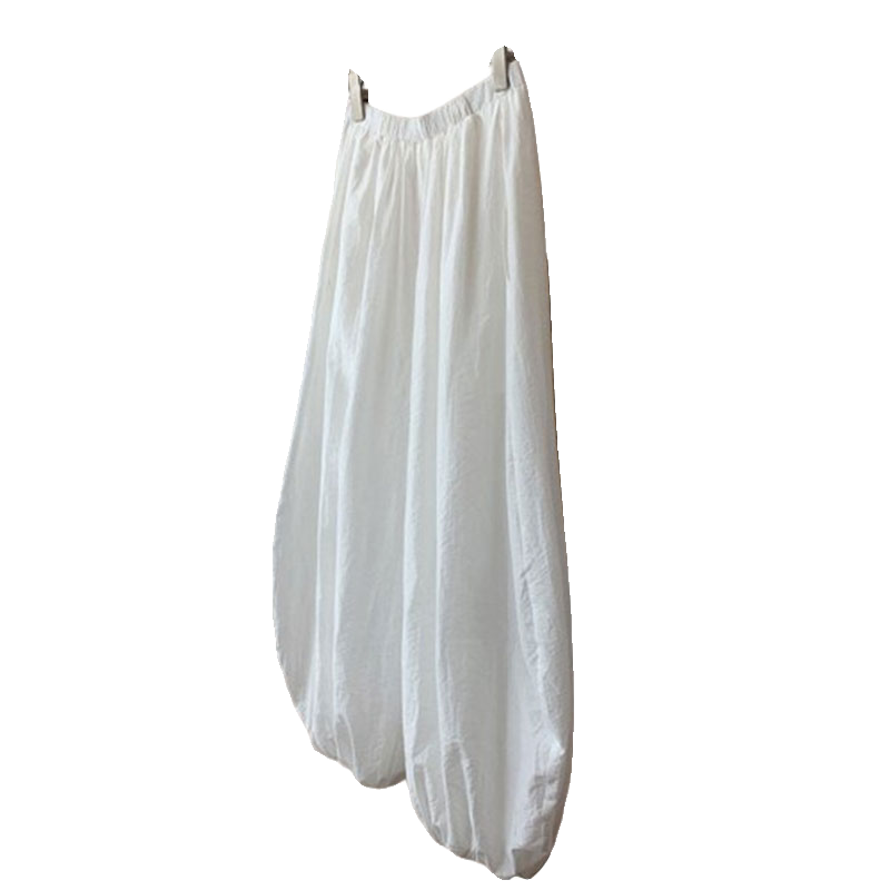 White veil, flashlight, summer trousers, loose fit