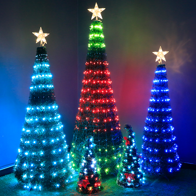 Christmas tree lights shopping mall store holiday layout colorful color changing atmosphere lights dining room store Christmas decoration lights