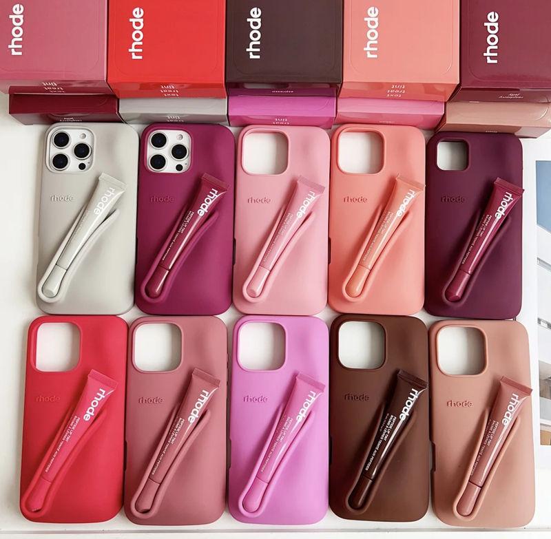 [in Stock] Rhode Hailey iPhone 16 Pro Max Phone Case 3D Liquid Silicone Apple Series Lipstick Phone Case Hailey Lipcase Lip Gloss Protective Case Full Coverage Anti-Drop