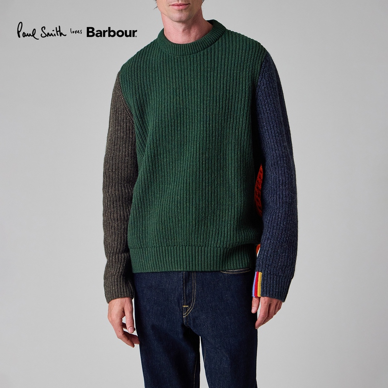 【100% Sheep Wool】Paul Smith Loves Barbour Collaboration Series Men's Cable Knit Sweater 【100% Sheep Wool】Paul Smith Loves Barbour Collaboration Series Men's Cable Knit Sweater