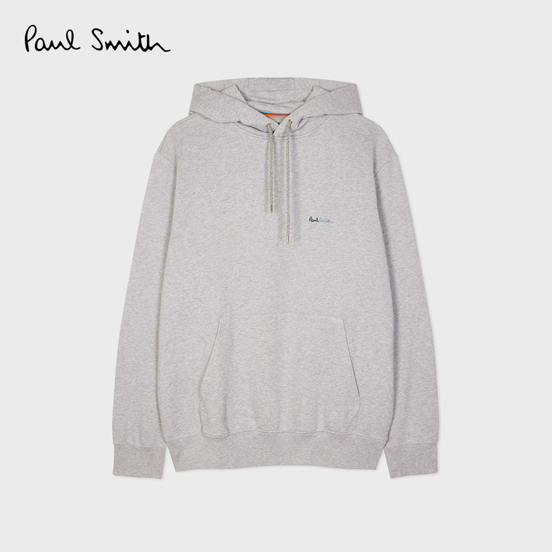Paul Smith Men's Round Logo Embroidered Detail Hoodie Black Fashion Spiral Back Print Paul Smith Men's Round Logo Embroidered Detail Hoodie Black Fashion Spiral Back Print