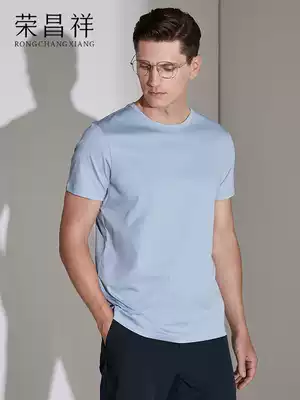 Rongchangxiang men's short-sleeved T-shirt mulberry silk 2021 summer thin T-shirt pure cotton ice breathable casual